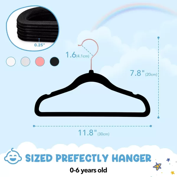 HOUSE DAY Velvet Kids Hangers 60 Pack Premium Childrens Hangers for Closet Ultra Thin Cute Hangers Kids Clothes Hanger Non Slip Kids Felt Hangers 14 Inch Small Hangers for Kids Clothes Hot PinkBlack