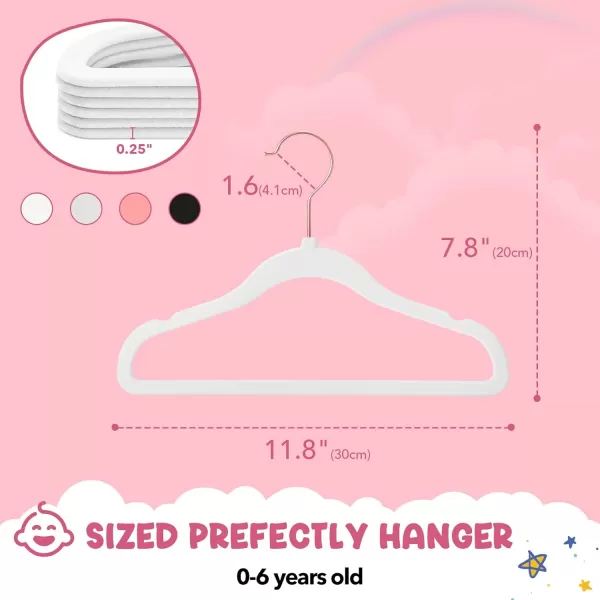 HOUSE DAY Velvet Kids Hangers 60 Pack Premium Childrens Hangers for Closet Ultra Thin Cute Hangers Kids Clothes Hanger Non Slip Kids Felt Hangers 14 Inch Small Hangers for Kids Clothes Hot PinkWhite