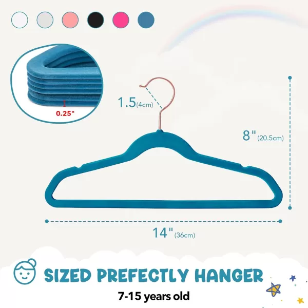 HOUSE DAY Velvet Kids Hangers 60 Pack Premium Childrens Hangers for Closet Ultra Thin Cute Hangers Kids Clothes Hanger Non Slip Kids Felt Hangers 14 Inch Small Hangers for Kids Clothes Hot PinkLight Blue