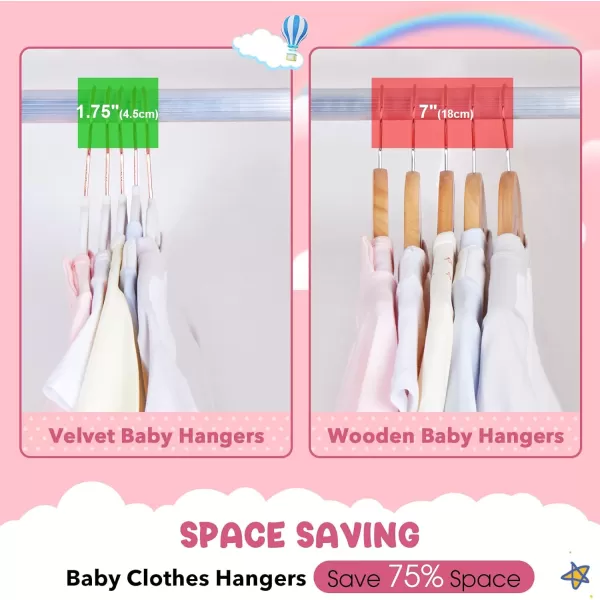 HOUSE DAY Velvet Kids Hangers 60 Pack Premium Childrens Hangers for Closet Ultra Thin Cute Hangers Kids Clothes Hanger Non Slip Kids Felt Hangers 14 Inch Small Hangers for Kids Clothes Hot PinkWhite