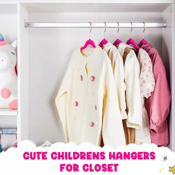 HOUSE DAY Velvet Kids Hangers 60 Pack Premium Childrens Hangers for Closet Ultra Thin Cute Hangers Kids Clothes Hanger Non Slip Kids Felt Hangers 14 Inch Small Hangers for Kids Clothes Hot PinkHot Pink