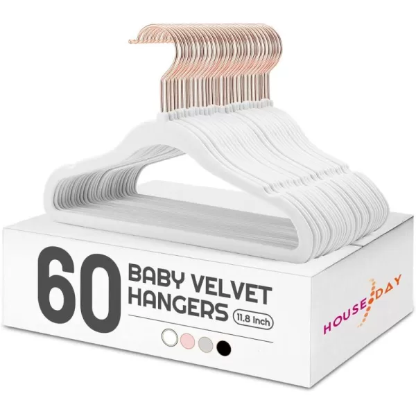 HOUSE DAY Velvet Kids Hangers 60 Pack Premium Childrens Hangers for Closet Ultra Thin Cute Hangers Kids Clothes Hanger Non Slip Kids Felt Hangers 14 Inch Small Hangers for Kids Clothes Hot PinkWhite