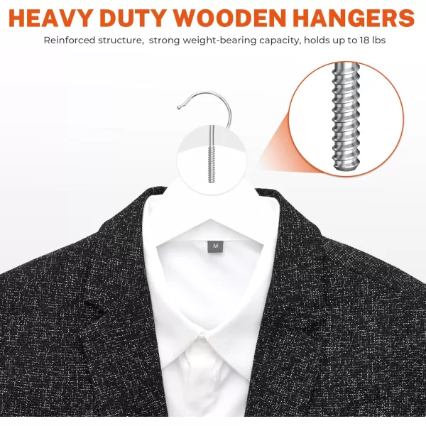 HOUSE DAY 12 Pack HighGrade Wooden Suit Hangers Skirt Hangers with Clips Solid Wood Pants Hangers Natural Smooth Finish Premium Wood Hangers with Durable Metal Clips for Blouse Dress Coat JacketWhite