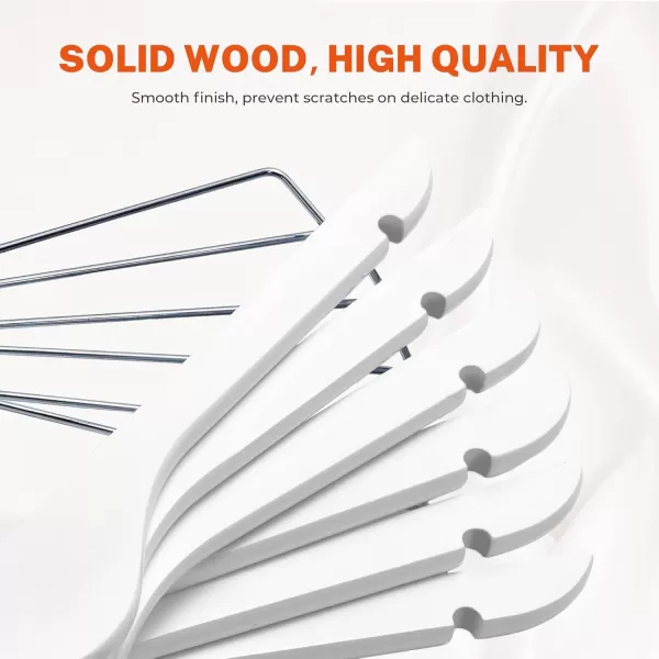 HOUSE DAY 12 Pack HighGrade Wooden Suit Hangers Skirt Hangers with Clips Solid Wood Pants Hangers Natural Smooth Finish Premium Wood Hangers with Durable Metal Clips for Blouse Dress Coat JacketWhite