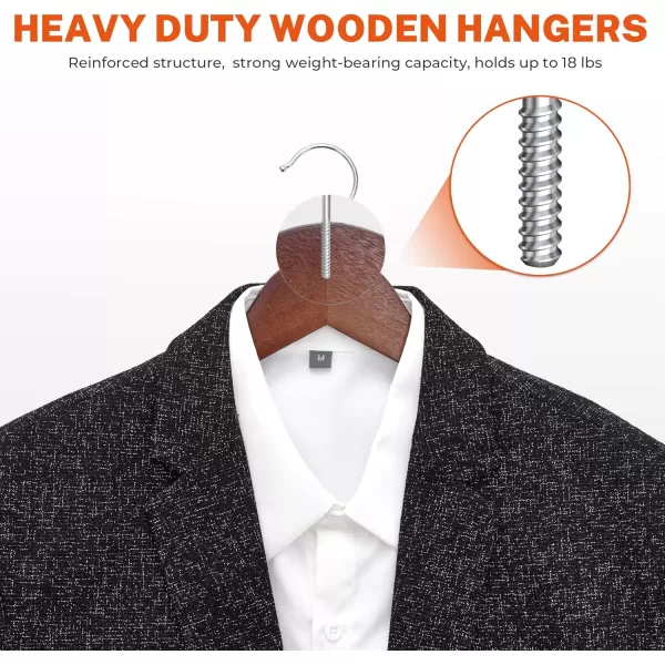 HOUSE DAY 12 Pack HighGrade Wooden Suit Hangers Skirt Hangers with Clips Solid Wood Pants Hangers Natural Smooth Finish Premium Wood Hangers with Durable Metal Clips for Blouse Dress Coat JacketWalnut