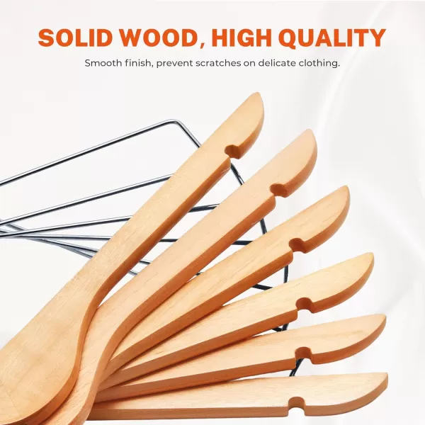 HOUSE DAY 12 Pack HighGrade Wooden Suit Hangers Skirt Hangers with Clips Solid Wood Pants Hangers Natural Smooth Finish Premium Wood Hangers with Durable Metal Clips for Blouse Dress Coat JacketNatural