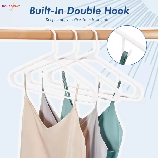 HOUSE DAY Black Plastic Hangers 60 Pack Clothes Hangers with Non Slip Hooks Durable ampamp Space Saving Coat Hanger LightWeight Clothing Hangers Perfect Closet Organizer for Everyday UseWhite