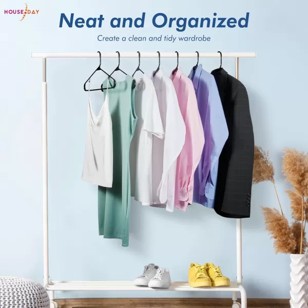 HOUSE DAY Black Plastic Hangers 60 Pack Clothes Hangers with Non Slip Hooks Durable ampamp Space Saving Coat Hanger LightWeight Clothing Hangers Perfect Closet Organizer for Everyday UseBlack
