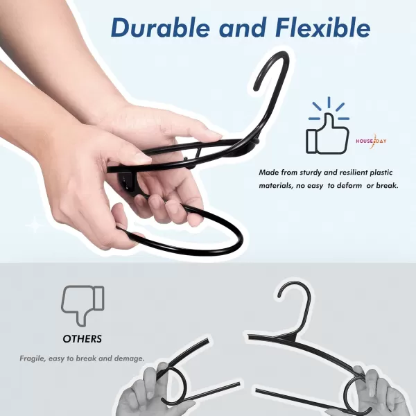 HOUSE DAY Black Plastic Hangers 60 Pack Clothes Hangers with Non Slip Hooks Durable ampamp Space Saving Coat Hanger LightWeight Clothing Hangers Perfect Closet Organizer for Everyday UseBlack