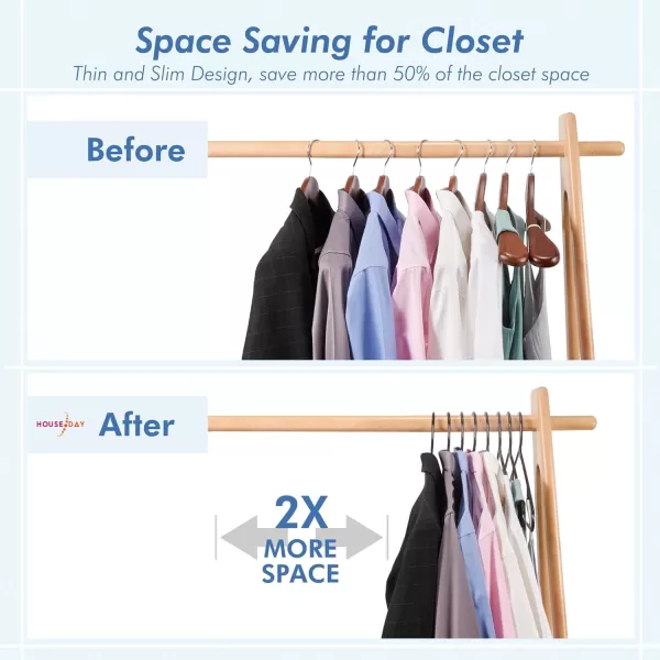 HOUSE DAY Black Plastic Hangers 60 Pack Clothes Hangers with Non Slip Hooks Durable ampamp Space Saving Coat Hanger LightWeight Clothing Hangers Perfect Closet Organizer for Everyday UseBlack