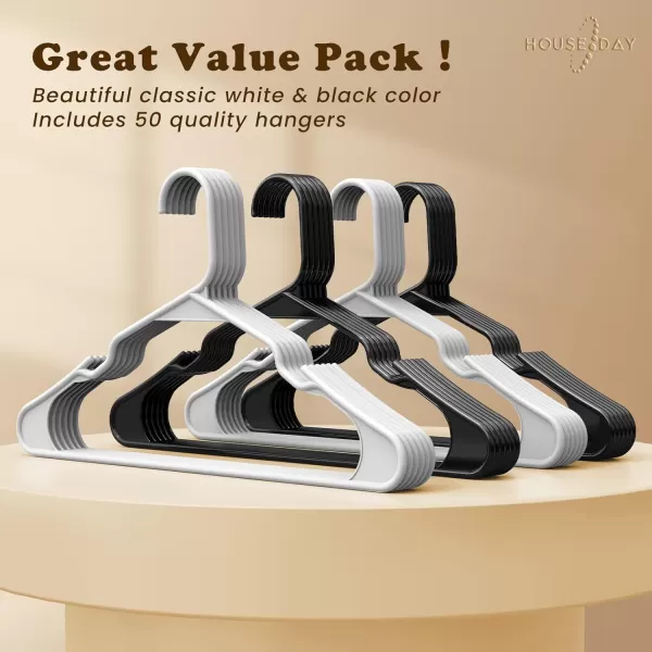 HOUSE DAY Plastic Hangers 16 Pack  Adult Clothes Hangers White  Space Saving NonSlip Durable Notched Hangers for Closet Organized Perfect Slim Coat Hangers  Percheros Ganchos para Colgar RopaWhite