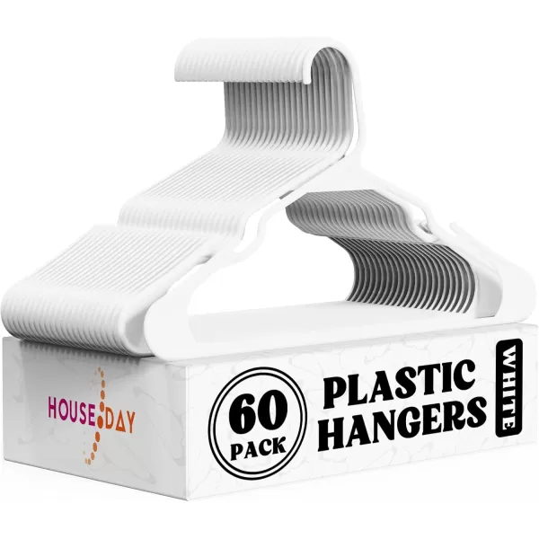 HOUSE DAY Plastic Hangers 16 Pack  Adult Clothes Hangers White  Space Saving NonSlip Durable Notched Hangers for Closet Organized Perfect Slim Coat Hangers  Percheros Ganchos para Colgar RopaWhite