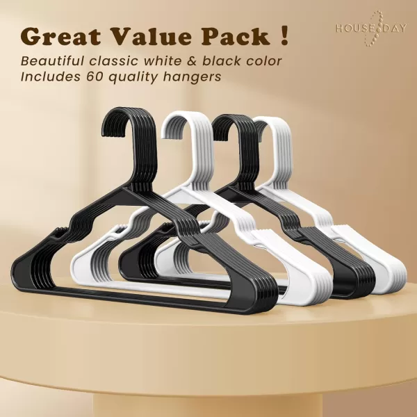 HOUSE DAY Plastic Hangers 16 Pack  Adult Clothes Hangers White  Space Saving NonSlip Durable Notched Hangers for Closet Organized Perfect Slim Coat Hangers  Percheros Ganchos para Colgar RopaBlack