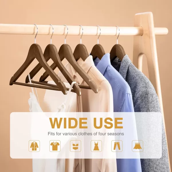 HOUSE DAY Wooden Hangers 20 Pack Natural Wood Clothes Hangers Smooth Finish Wooden Coat Hangers for Closet Heavy Duty Hangers Solid Wood Hangers Suit Hangers for Clothes Jacket Shirt Pants DressWalnut