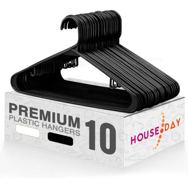 HOUSE DAY Black Plastic Hangers 60 Pack Clothes Hangers with Non Slip Hooks Durable ampamp Space Saving Coat Hanger LightWeight Clothing Hangers Perfect Closet Organizer for Everyday UseBlack