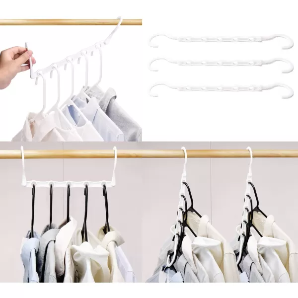 HOUSE DAY Black Magic Space Saving Hangers Premium Smart Hanger Hooks Sturdy Cascading Hangers with 5 Holes for Heavy Clothes Closet Organizers and Storage College Dorm Room Essentials 10 PackWhite