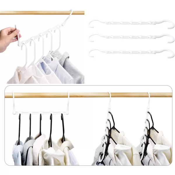 HOUSE DAY Black Magic Space Saving Hangers Premium Smart Hanger Hooks Sturdy Cascading Hangers with 5 Holes for Heavy Clothes Closet Organizers and Storage College Dorm Room Essentials 10 PackWhite