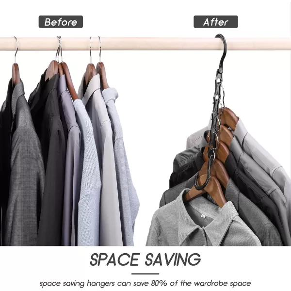 HOUSE DAY Black Magic Space Saving Hangers Premium Smart Hanger Hooks Sturdy Cascading Hangers with 5 Holes for Heavy Clothes Closet Organizers and Storage College Dorm Room Essentials 10 PackBlack