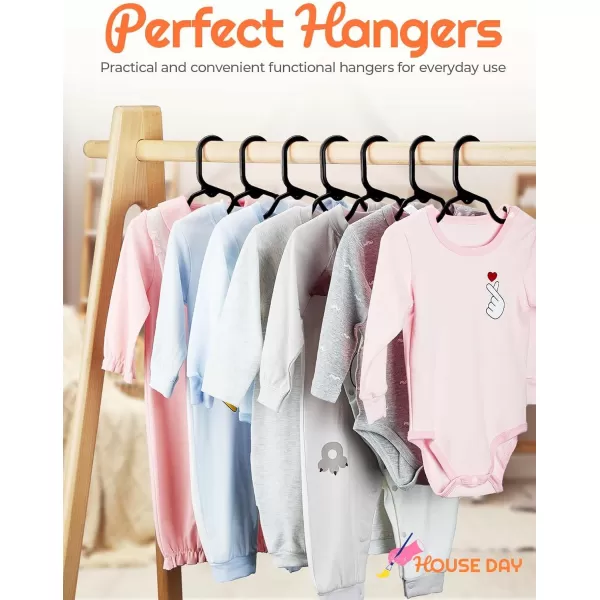 HOUSE DAY Premium Baby Hangers 60 Pack 11 Inch Kids Plastic Hangers White Slim Childrens Hangers for Infant Toddler and Child Clothes Durable Baby Clothes Hangers for ClosetBlack