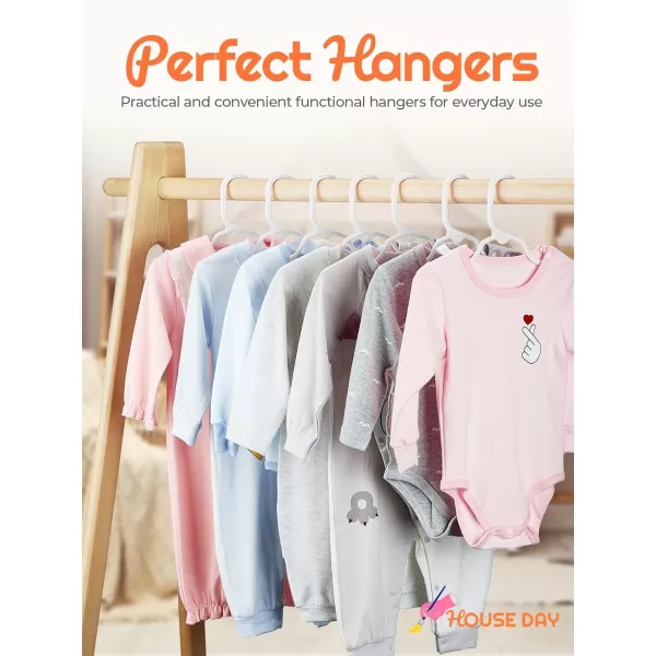 HOUSE DAY Premium Baby Hangers 60 Pack 11 Inch Kids Plastic Hangers White Slim Childrens Hangers for Infant Toddler and Child Clothes Durable Baby Clothes Hangers for ClosetWhite