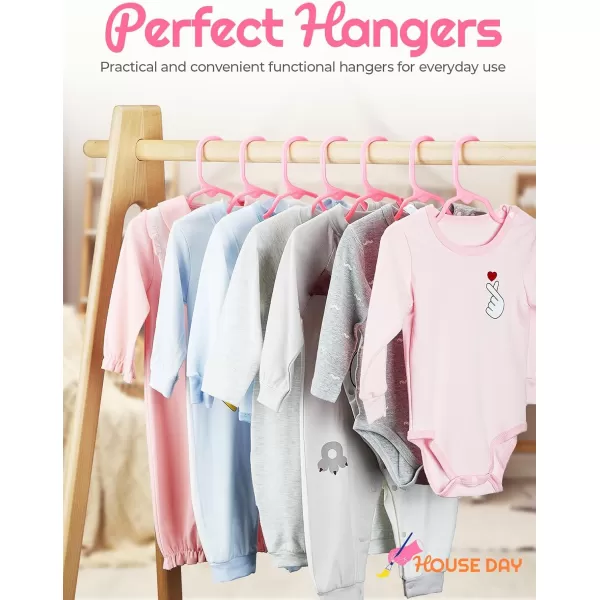 HOUSE DAY Premium Baby Hangers 60 Pack 11 Inch Kids Plastic Hangers White Slim Childrens Hangers for Infant Toddler and Child Clothes Durable Baby Clothes Hangers for ClosetPink