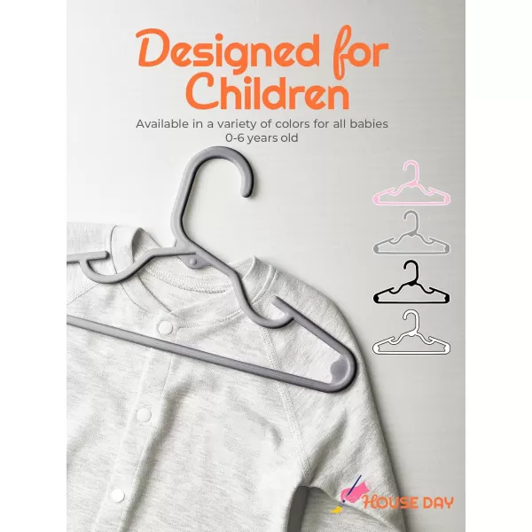 HOUSE DAY Premium Baby Hangers 60 Pack 11 Inch Kids Plastic Hangers White Slim Childrens Hangers for Infant Toddler and Child Clothes Durable Baby Clothes Hangers for ClosetGray