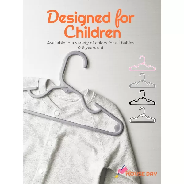 HOUSE DAY Premium Baby Hangers 60 Pack 11 Inch Kids Plastic Hangers White Slim Childrens Hangers for Infant Toddler and Child Clothes Durable Baby Clothes Hangers for ClosetGray