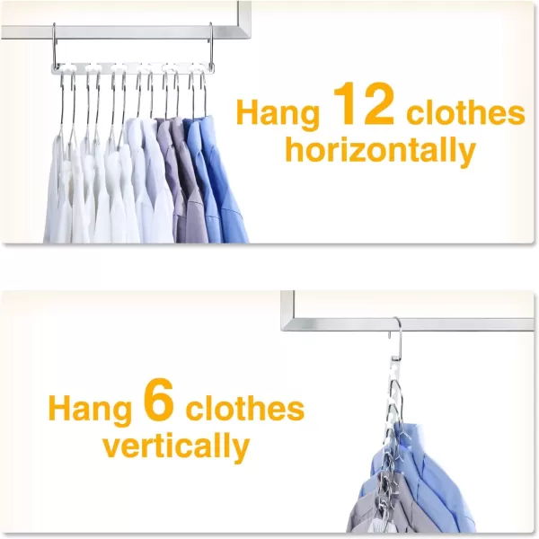 HOUSE DAY Space Saving Hangers for Clothes 6 Pack Heavy Duty Hanger Organizer  30 Lbs Capacity  Metal Magic Hanger Sturdy Multi Hangers Closet Space Saver Hangers Closet Organizers and Storage12 Pack