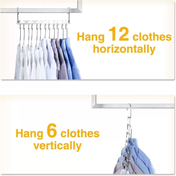 HOUSE DAY Space Saving Hangers for Clothes 6 Pack Heavy Duty Hanger Organizer  30 Lbs Capacity  Metal Magic Hanger Sturdy Multi Hangers Closet Space Saver Hangers Closet Organizers and Storage6 Pack