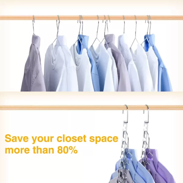 HOUSE DAY Space Saving Hangers for Clothes 6 Pack Heavy Duty Hanger Organizer  30 Lbs Capacity  Metal Magic Hanger Sturdy Multi Hangers Closet Space Saver Hangers Closet Organizers and Storage4 Pack