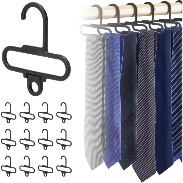 HOUSE DAY Tie Hanger Scarf Hanger 12 Pack Scarf Holder Rack for Closet Accessories Organizer Closet Organizers and Storage Scarf Organizer for Closet for Belt Tie Bras  BlackBlack