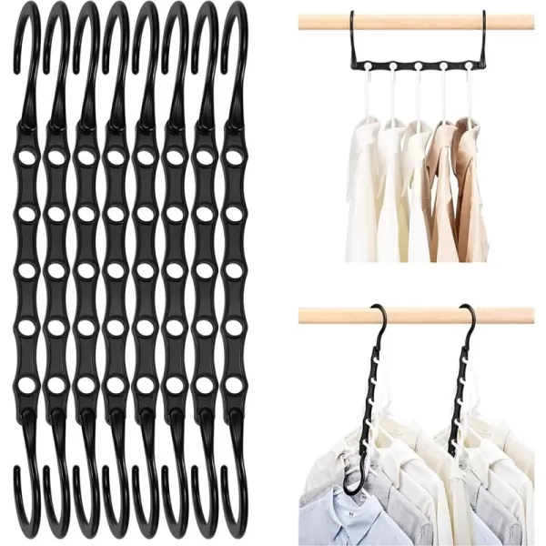 HOUSE DAY Black Magic Space Saving Hangers Premium Smart Hanger Hooks Sturdy Cascading Hangers with 5 Holes for Heavy Clothes Closet Organizers and Storage College Dorm Room Essentials 10 PackBlack