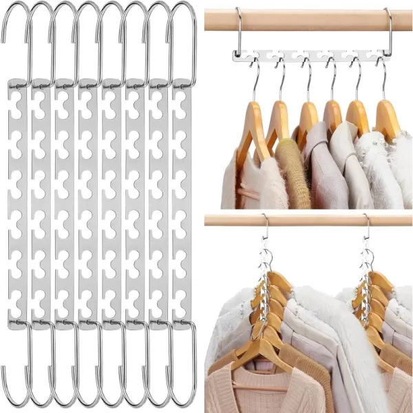 HOUSE DAY Space Saving Hangers for Clothes 6 Pack Heavy Duty Hanger Organizer  30 Lbs Capacity  Metal Magic Hanger Sturdy Multi Hangers Closet Space Saver Hangers Closet Organizers and Storage8 Pack