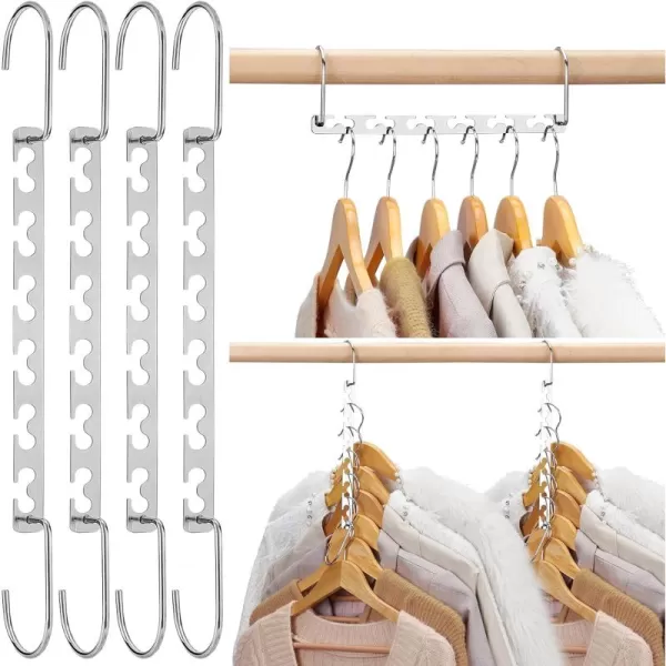 HOUSE DAY Space Saving Hangers for Clothes 6 Pack Heavy Duty Hanger Organizer  30 Lbs Capacity  Metal Magic Hanger Sturdy Multi Hangers Closet Space Saver Hangers Closet Organizers and Storage4 Pack