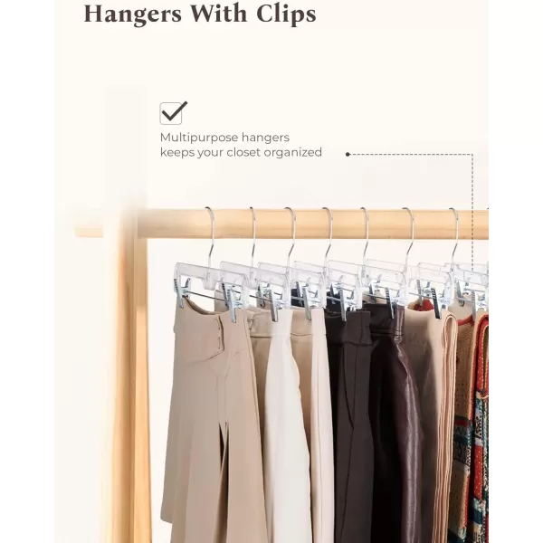 HOUSE DAY 25 Pack Clear Pants Hangers with Clips NonSlip with Adjustable Heavy Duty Slim Plastic Hangers 14quot 360Rotating Swivel Hook Clip Hangers for Trousers Skirts200pcs