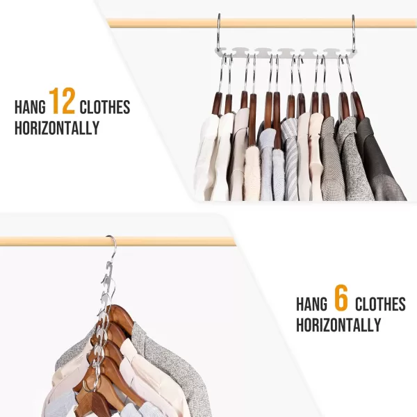 HOUSE DAY Closet Organizers and Storage Space Saving Hangers 12 Pack Stainless Steel Magic Hangers Upgraded Sturdy Multiple Hangers in one Space Saver Clothes Hangers College Dorm Room Essentials12 PACK