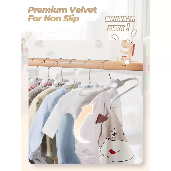 HOUSE DAY Premium Velvet Baby Hangers 60 Pack 114 Kids Velvet Hangers Sturdy Baby Hangers for Closet White Baby Clothes Hangers Toddler Hangers Infant Children Non Slip Hanger for Nursery UseWhite