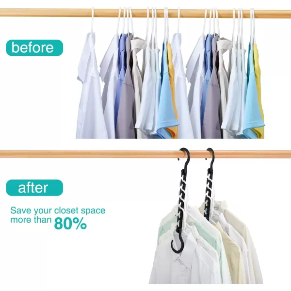 HOUSE DAY Sturdy Plastic Space Saving Hangers 12 Pack Cascading Hangers Organizer Closet Space Saver 80 and Wrinkle Free Clothes Multi Collapsible Hangers for Heavy Clothes Shirts Pants BlackBlack