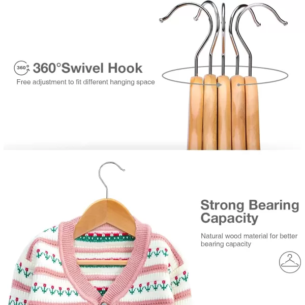 HOUSE DAY Wooden Baby Hangers for Closet 20 Pack Kids Wooden Hangers Baby Clothes Hangers 360 Swivel Hook Heavy Duty Toddler Hangers Baby Coat Hangers for Suits Pants and Jackets NaturalNatural