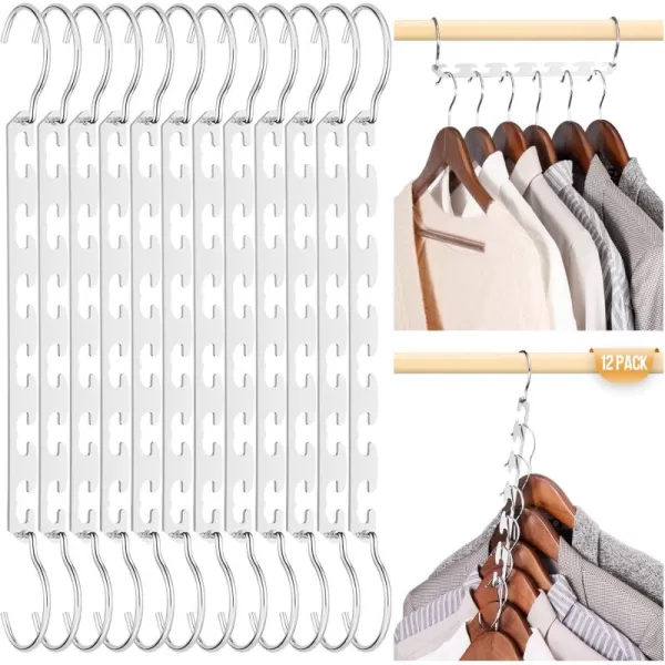 HOUSE DAY Closet Organizers and Storage Space Saving Hangers 12 Pack Stainless Steel Magic Hangers Upgraded Sturdy Multiple Hangers in one Space Saver Clothes Hangers College Dorm Room Essentials12 PACK