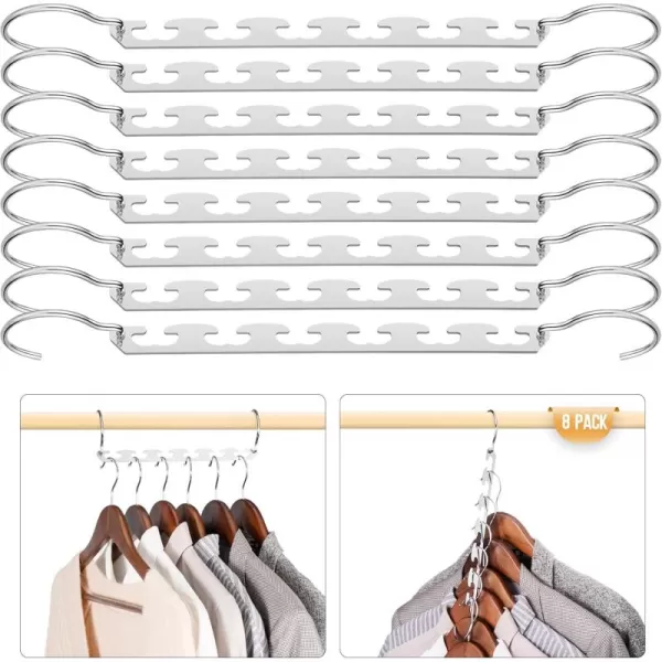 HOUSE DAY Closet Organizers and Storage Space Saving Hangers 12 Pack Stainless Steel Magic Hangers Upgraded Sturdy Multiple Hangers in one Space Saver Clothes Hangers College Dorm Room Essentials8 PACK