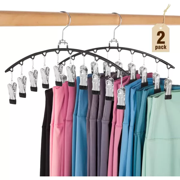 HOUSE DAY Legging Organizer for Closet Metal Yoga Pants Hanger 1 Pack w10 Clips Holds 10 Leggings Space Saving Hanger Closet Organizers and Storage Clips Hanger for Pants Skirts Hats BlackBlack