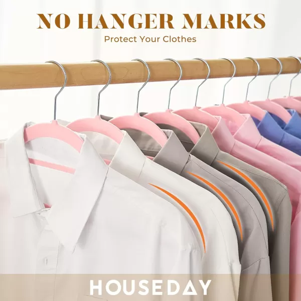 HOUSE DAY Velvet Hangers 60 Pack NonSlip Hangers with Tie Bar Premium Clothes Hangers Slim Felt Hangers Standard Hangers 360 Swivel Hook for Closet Organized StorageElegance Black 72gPcElegance Pink