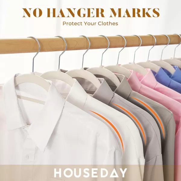 HOUSE DAY Velvet Hangers 60 Pack NonSlip Hangers with Tie Bar Premium Clothes Hangers Slim Felt Hangers Standard Hangers 360 Swivel Hook for Closet Organized StorageElegance Black 72gPcIvory