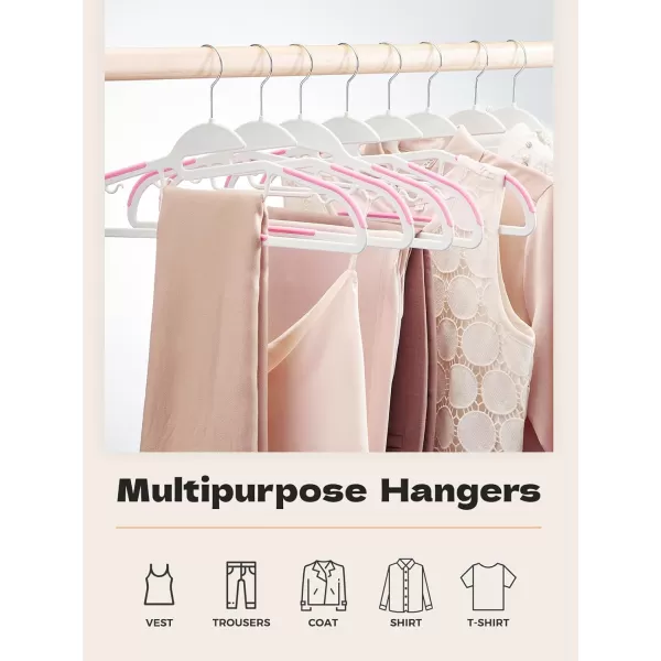 HOUSE DAY Black Plastic Hangers 50 Pack Slim Clothes Hangers Space Saving Non Slip Hangers with Rubber Pads Sturdy Coat Hangers for Closet SShaped Hangers for Shirt Suit Pant SkirtWhite  Pink