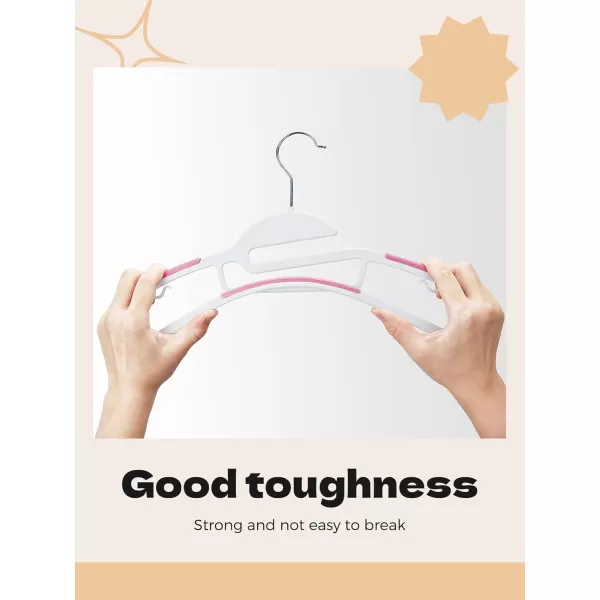 HOUSE DAY Black Plastic Hangers 50 Pack Slim Clothes Hangers Space Saving Non Slip Hangers with Rubber Pads Sturdy Coat Hangers for Closet SShaped Hangers for Shirt Suit Pant SkirtWhite  Pink