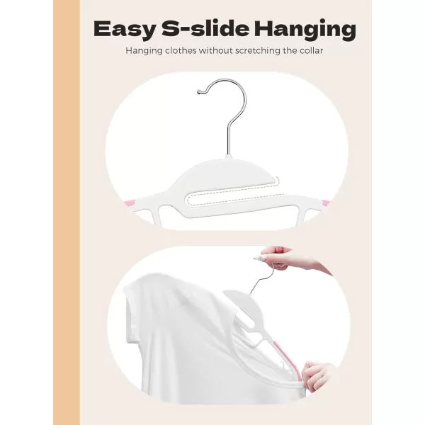 HOUSE DAY Black Plastic Hangers 50 Pack Slim Clothes Hangers Space Saving Non Slip Hangers with Rubber Pads Sturdy Coat Hangers for Closet SShaped Hangers for Shirt Suit Pant SkirtWhite  Pink