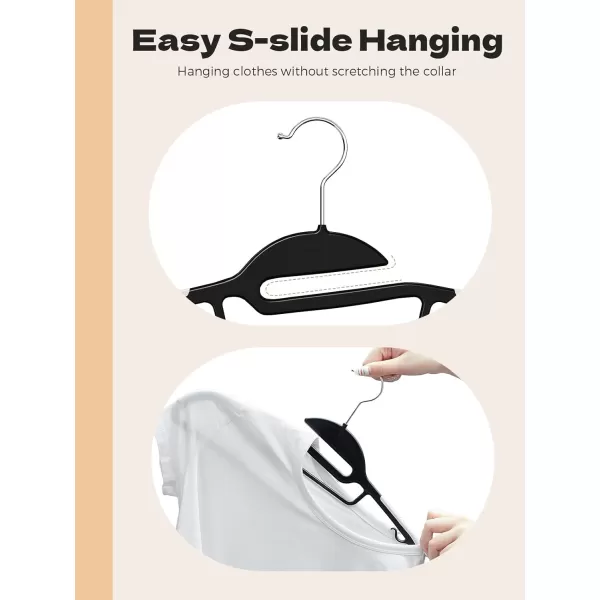 HOUSE DAY Black Plastic Hangers 50 Pack Slim Clothes Hangers Space Saving Non Slip Hangers with Rubber Pads Sturdy Coat Hangers for Closet SShaped Hangers for Shirt Suit Pant SkirtBlack  White