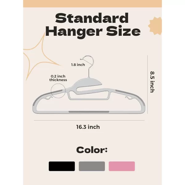 HOUSE DAY Black Plastic Hangers 50 Pack Slim Clothes Hangers Space Saving Non Slip Hangers with Rubber Pads Sturdy Coat Hangers for Closet SShaped Hangers for Shirt Suit Pant SkirtLight Grey  Dark Grey