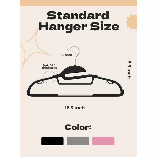 HOUSE DAY Black Plastic Hangers 50 Pack Slim Clothes Hangers Space Saving Non Slip Hangers with Rubber Pads Sturdy Coat Hangers for Closet SShaped Hangers for Shirt Suit Pant SkirtBlack  White